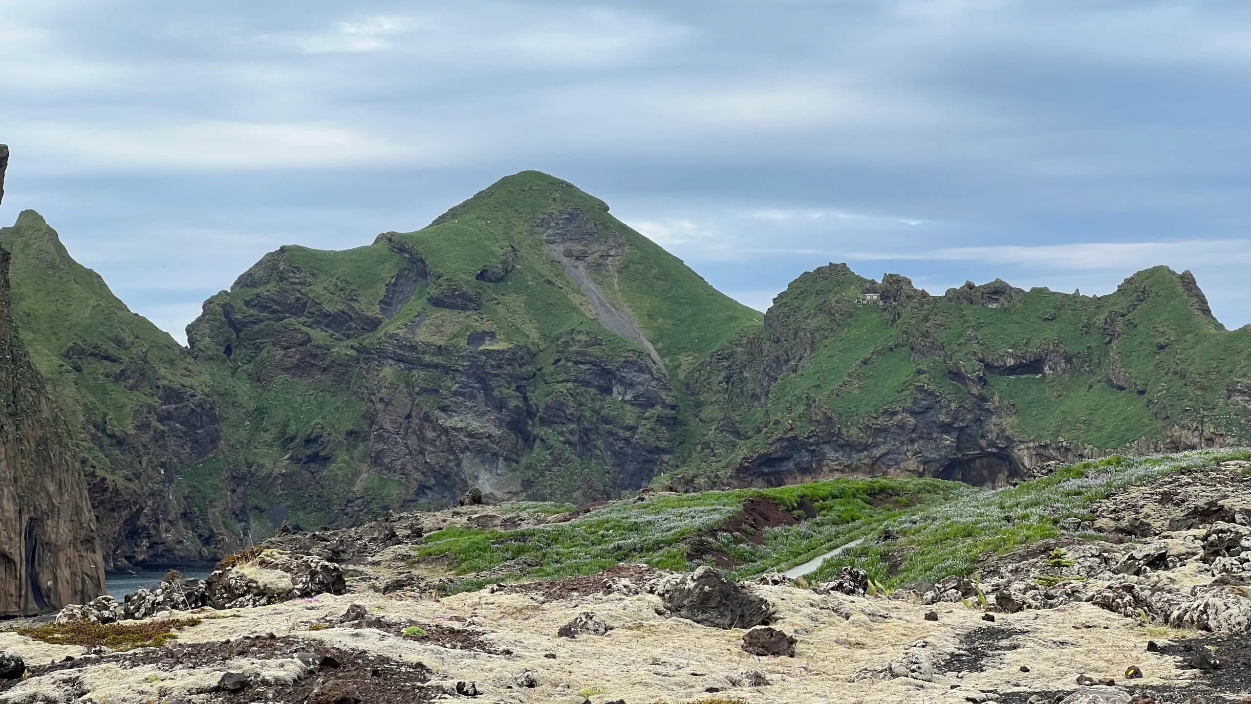Cliffs over Vestmannaeyjabæ in Iceland