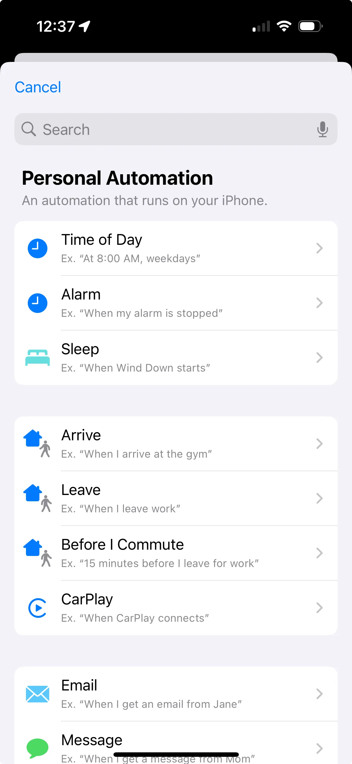 New automation on Apple Shortcuts