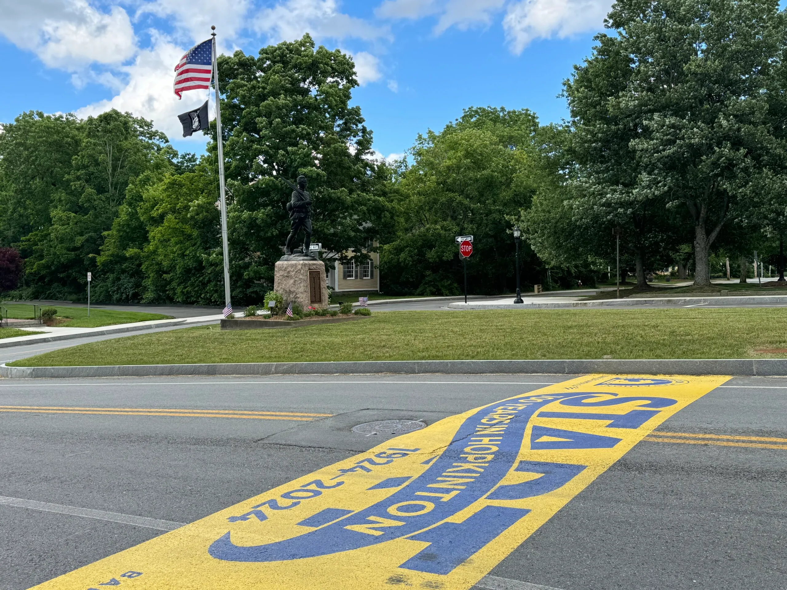 Starting line of the Boston Marathon in Hopkinton, MA