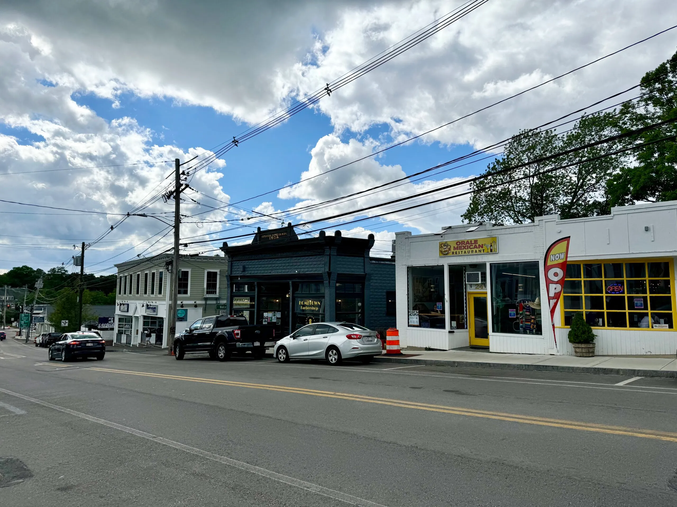 Storefronts along downtown Hopkinton Main Street