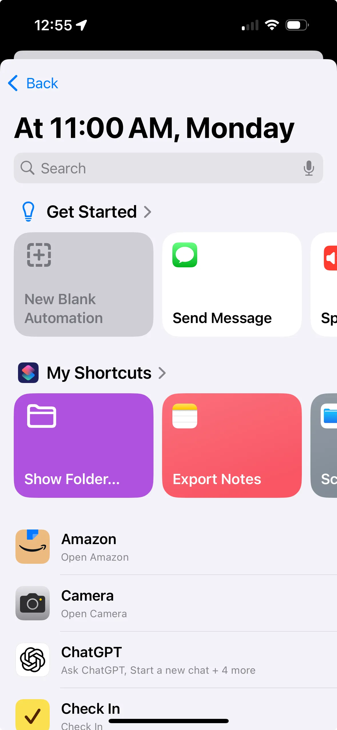 Apple Shortcuts new automation page