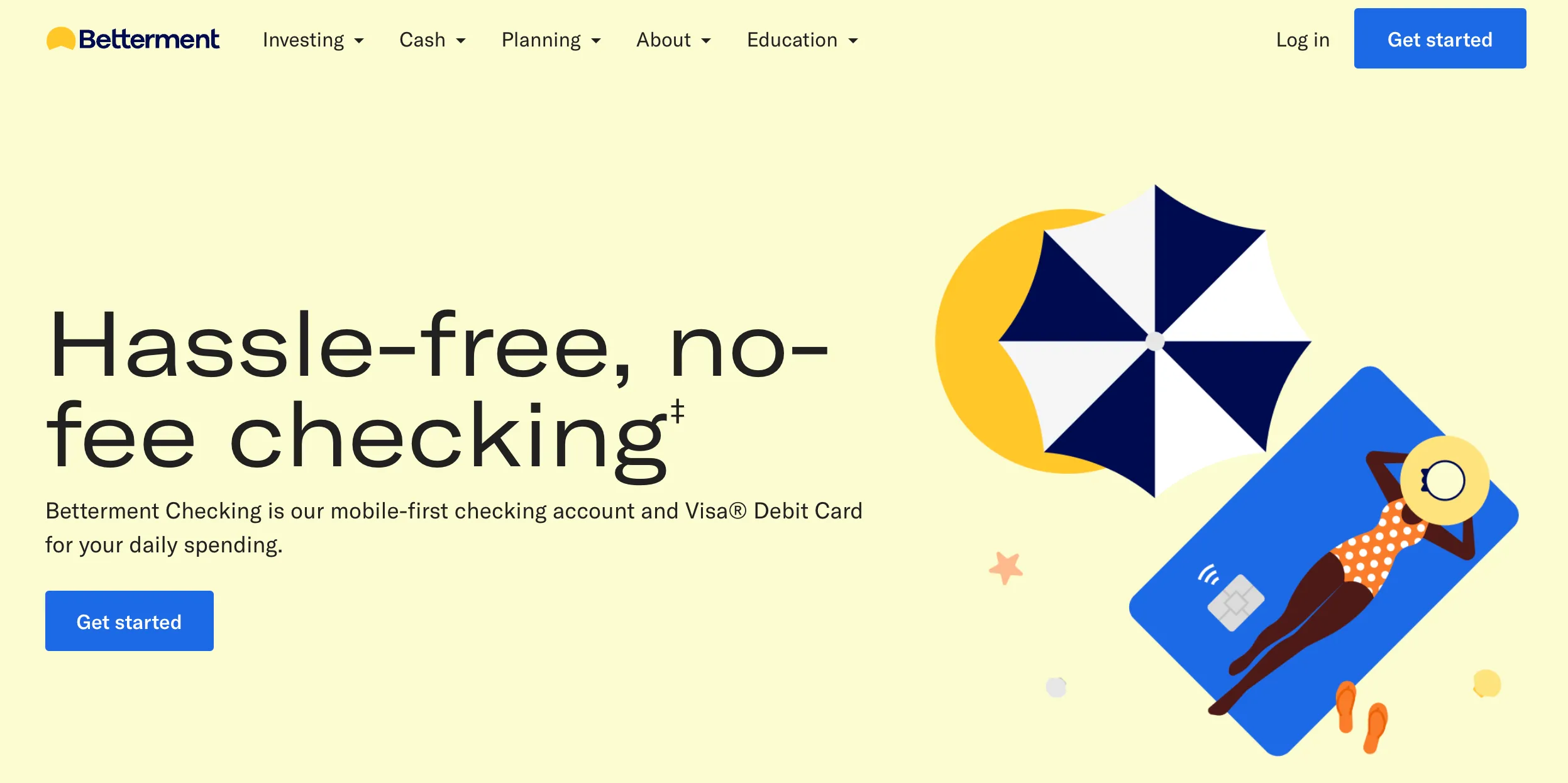 Screenshot from Betterment describing their checking account