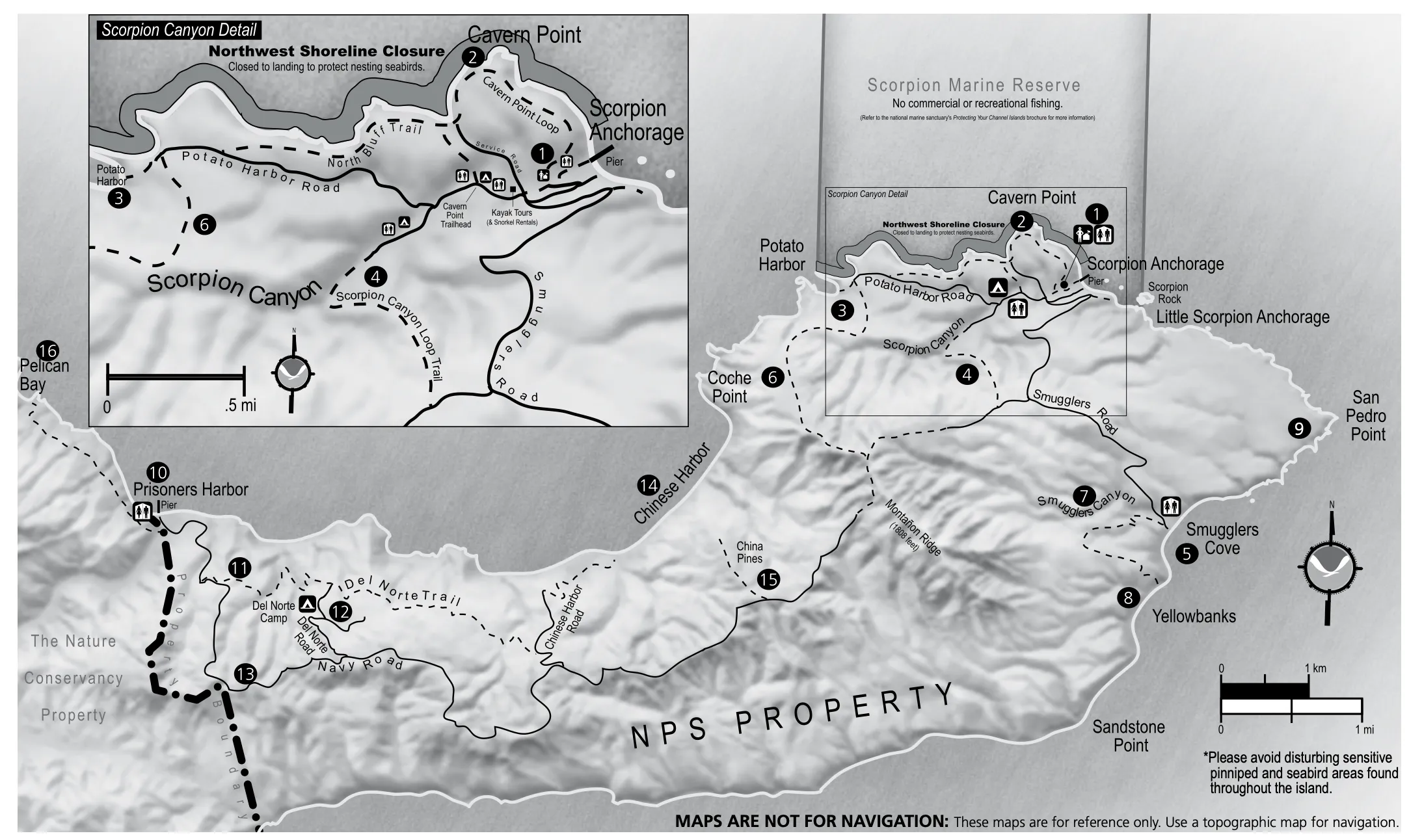 Map of Santa Cruz, Channel Islands National Park